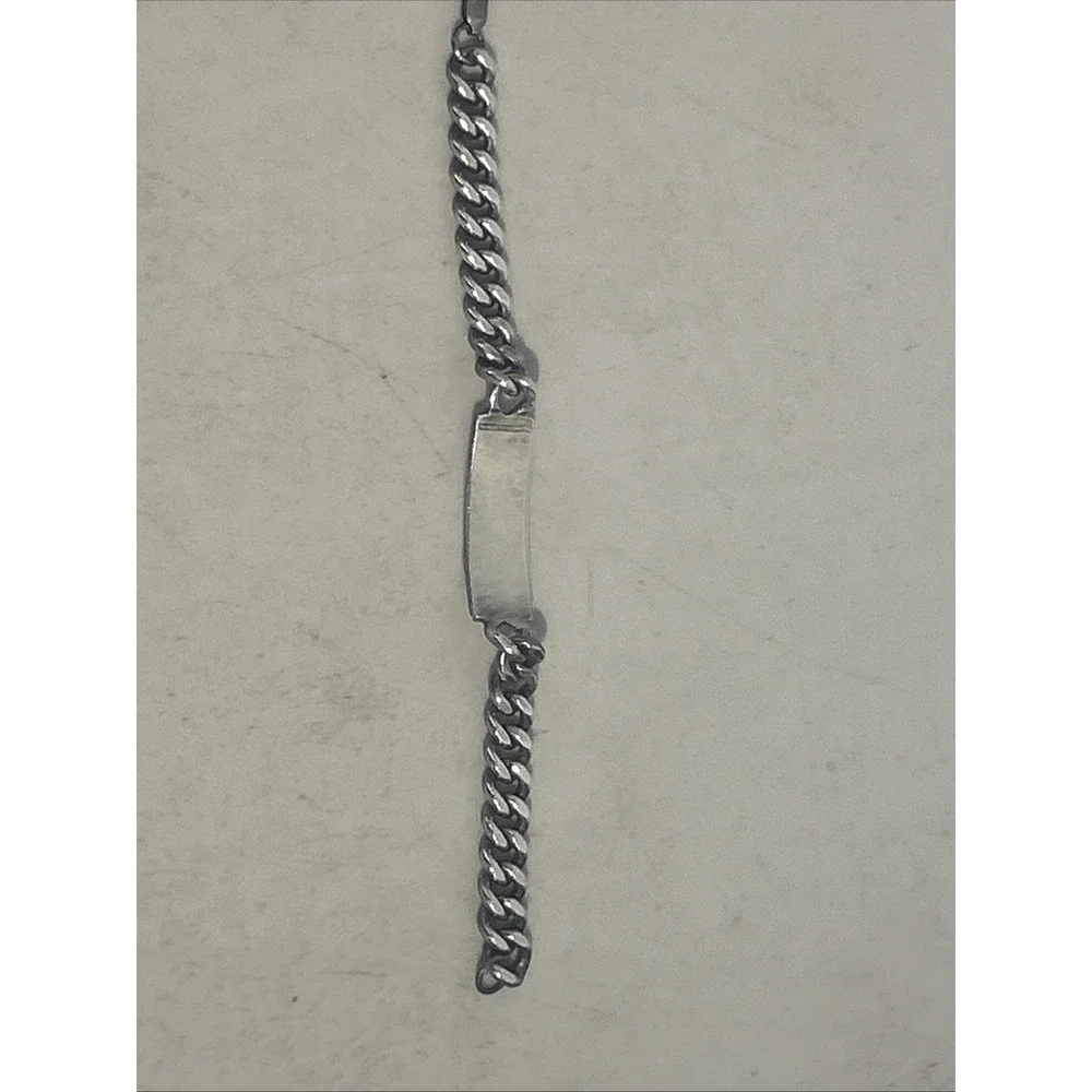Doskow Vintage Sterling Silver ID Bracelet 8 inch 48 grams With 14k Inlay